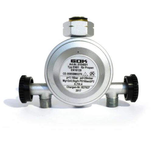 Druckregler Mit 2 Abgängen, 29/30 Mbar Mit Gewinde -Kamado Joe Sae Druckregler 2er 02 1